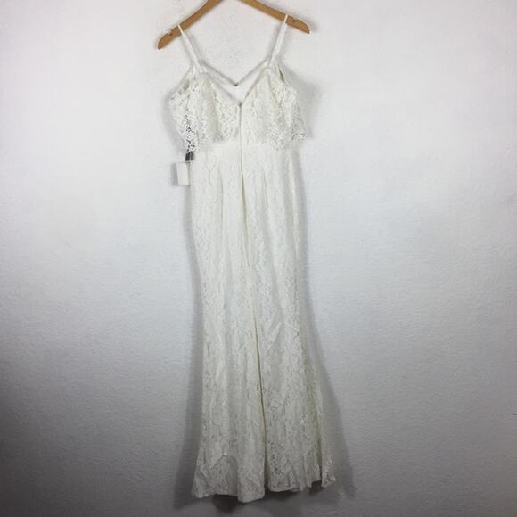 NWT Lulus Caterina White Lace Off-the-Shoulder Mermaid Maxi Dress Gown XS - Picture 15 of 16